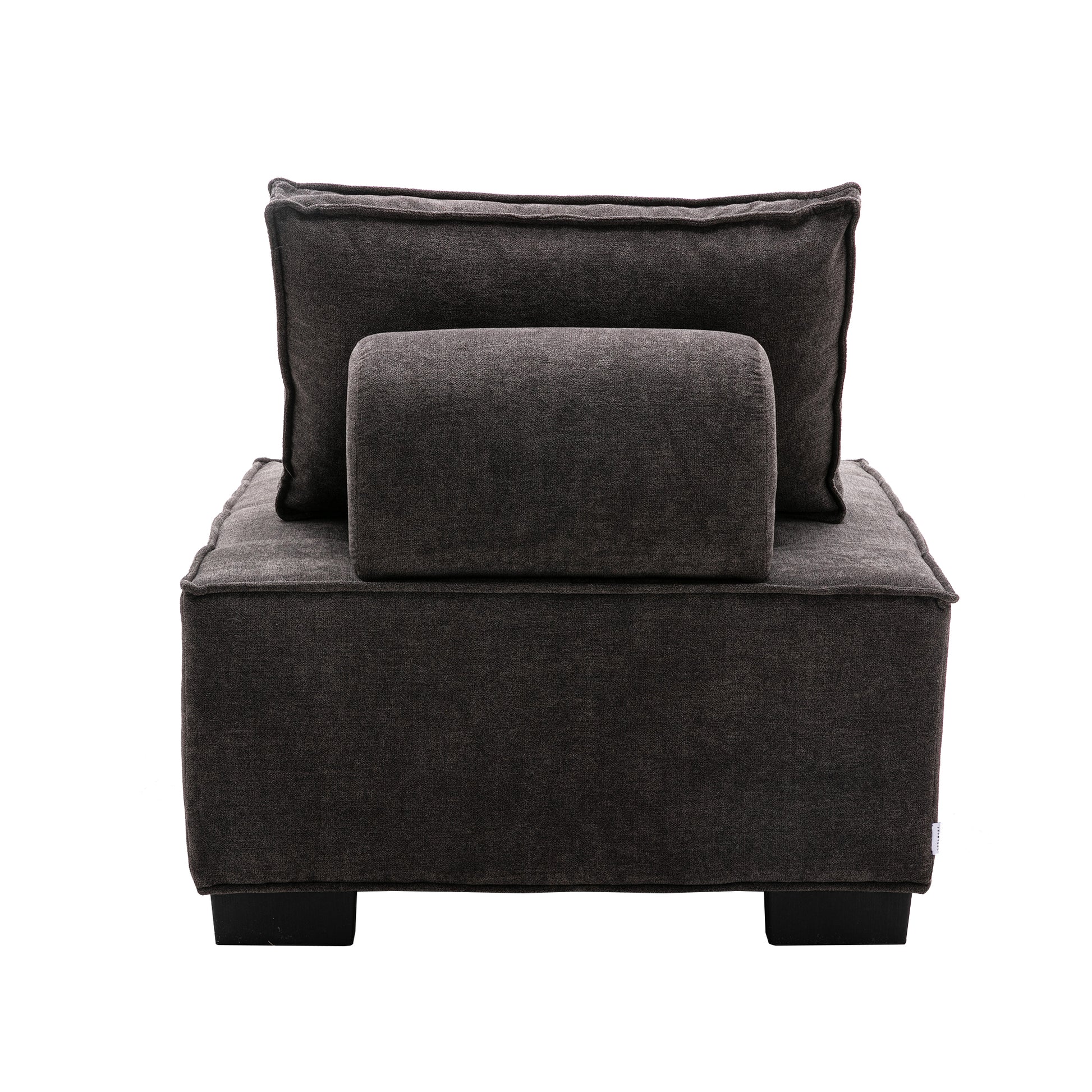 Coolmore Modern Upholstered Chair Leisure Sofa Lazy Sofa Plastic Legs And Pillow Removable Armless Accent Chair For Living Room,Bedroom,Office Grey Linen Grey Foam Linen