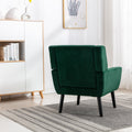 Modern Soft Velvet Material Ergonomics Accent Chair Living Room Chair Bedroom Chair Home Chair With Black Legs For Indoor Home Retro Green Foam Upholstered