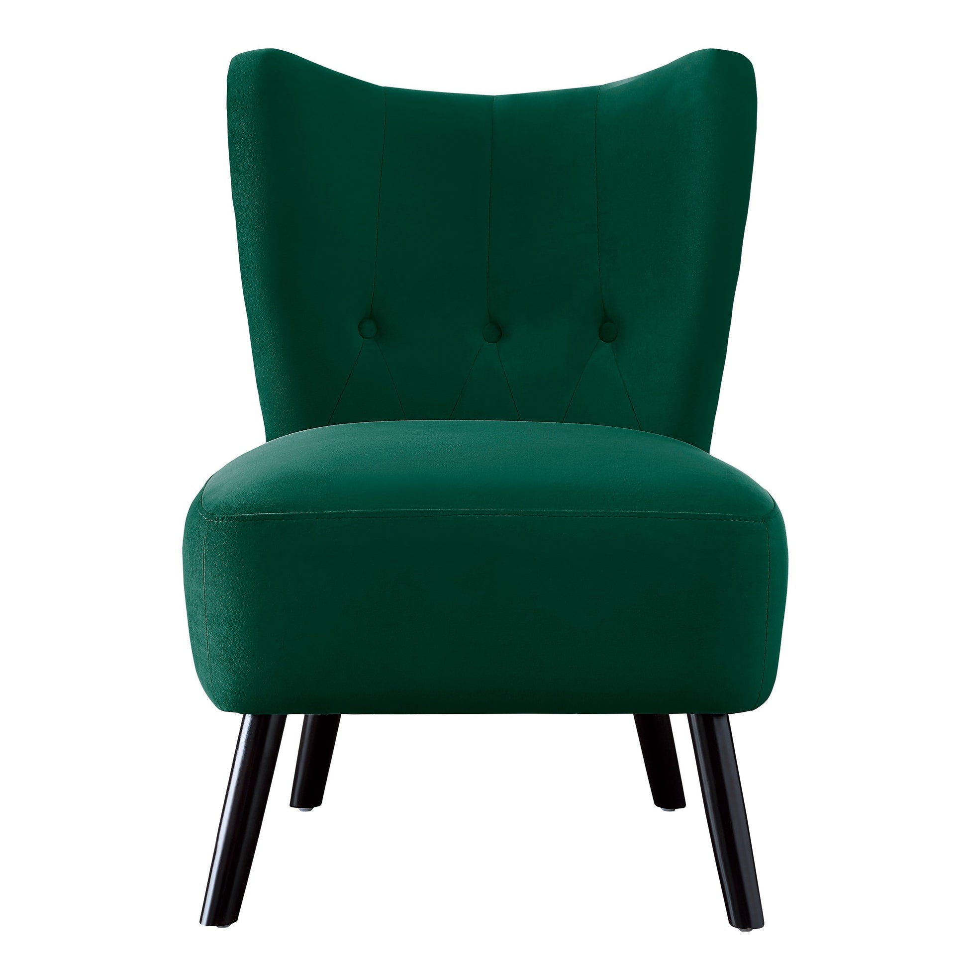 Unique Style Green Velvet Covering Accent Chair Button Tufted Back Brown Finish Wood Legs Modern Home Furniture Green Primary Living Space Modern,Retro Solid Wood