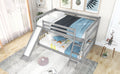 Full Over Full Bunk Bed With Convertible Slide And Ladder, Gray Gray Pine