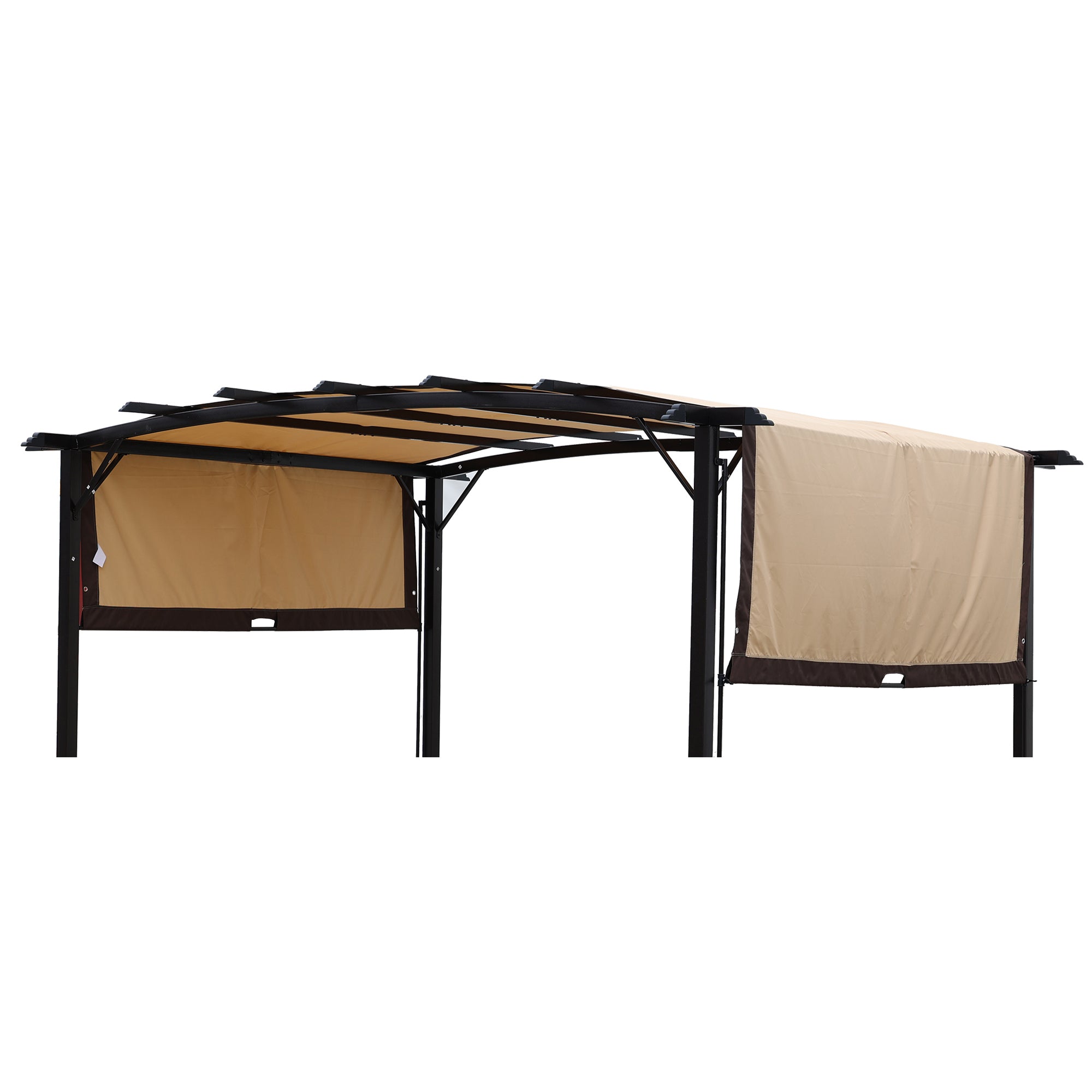 Universal Canopy Cover Replacement For 12X9 Ft Curved Outdoor Pergola Structure Khaki Polyester