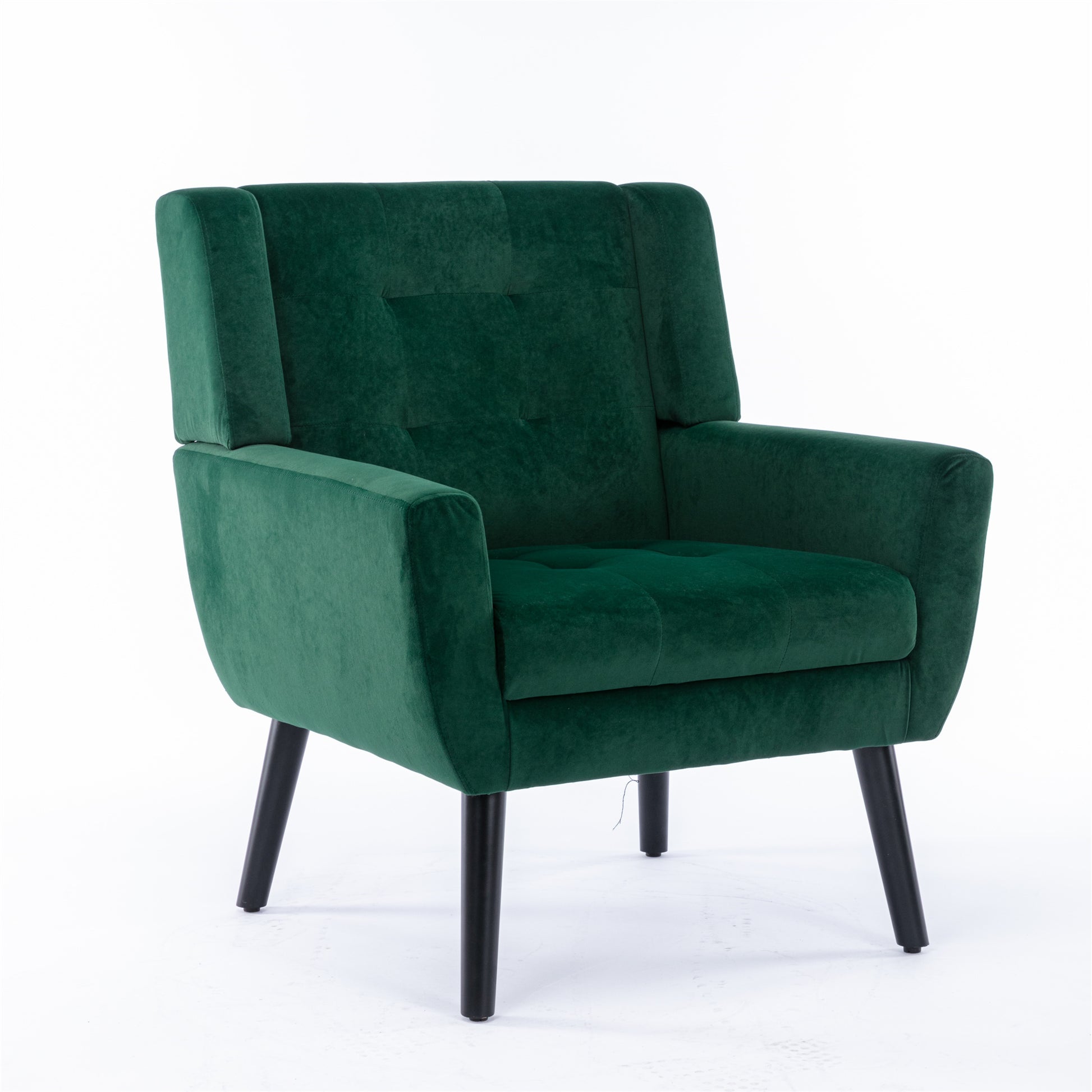 Modern Soft Velvet Material Ergonomics Accent Chair Living Room Chair Bedroom Chair Home Chair With Black Legs For Indoor Home Retro Green Foam Upholstered