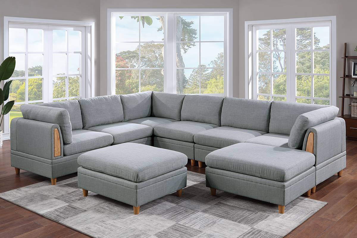 Living Room Furniture Corner Wedge Light Grey Dorris Fabric 1Pc Cushion Wedge Sofa Wooden Legs Light Grey Primary Living Space Contemporary,Transitional Fabric