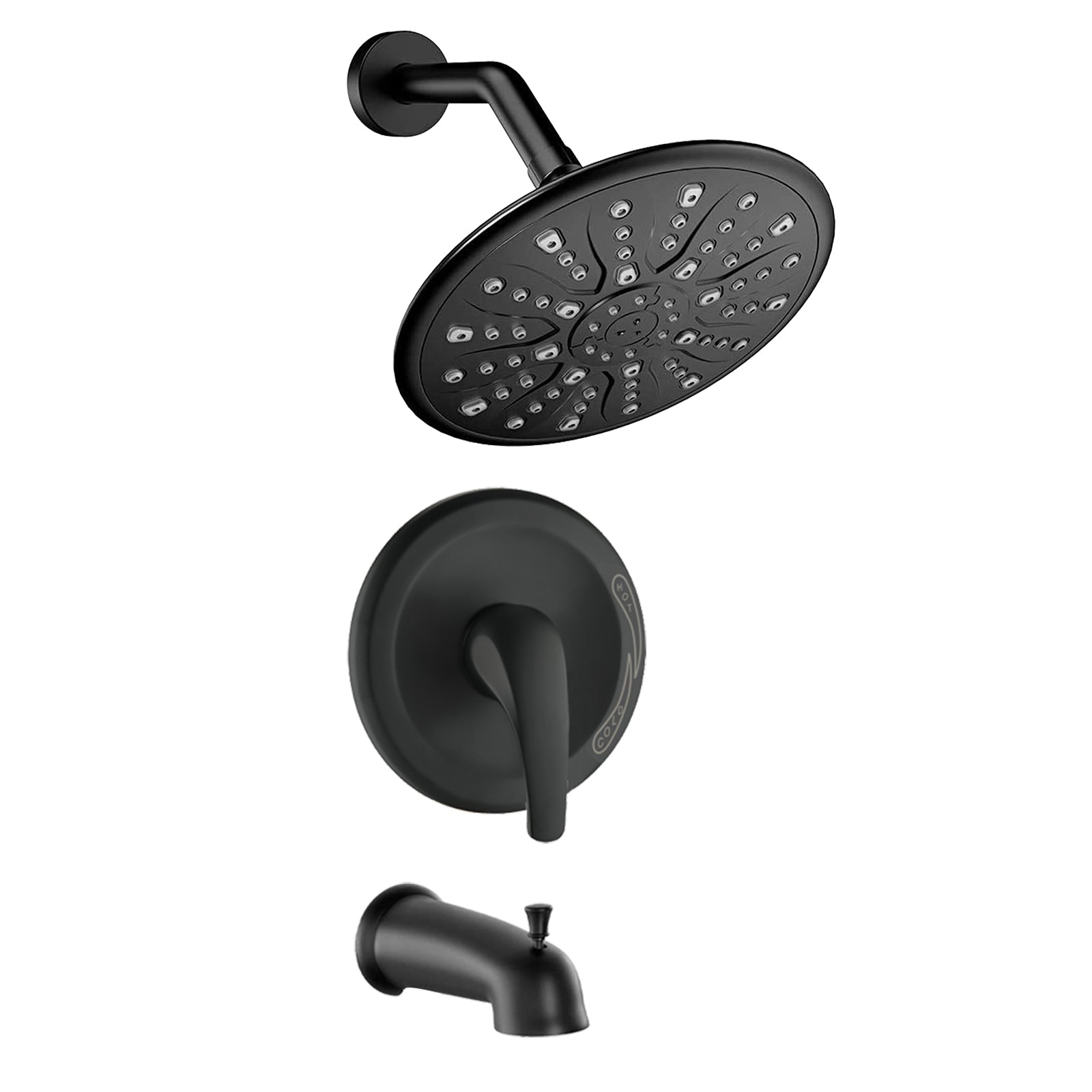 Single Handle Rain Showerhead With Handheld Shower Combo Set With Tub Spout Valve Included Matte Black Plastic