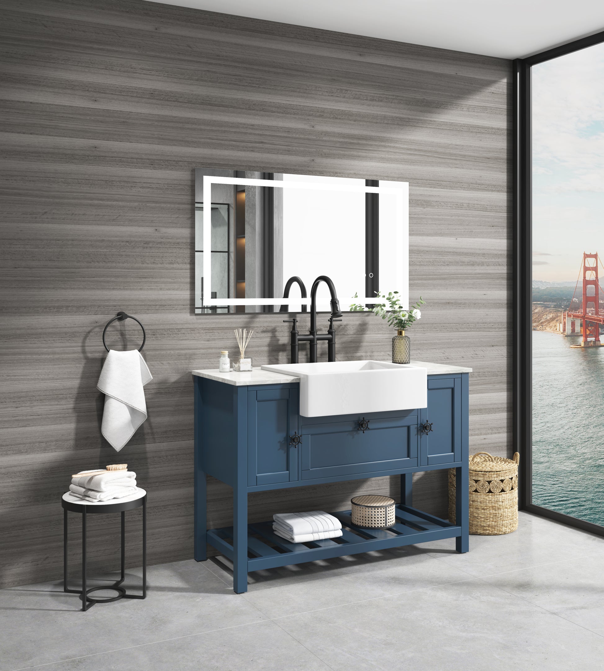 Solid Wood Bathroom Vanities Without Tops 48 In. W X 20 In. D X 33.60 In. Hbath Vanity In Blue Blue Solid Wood