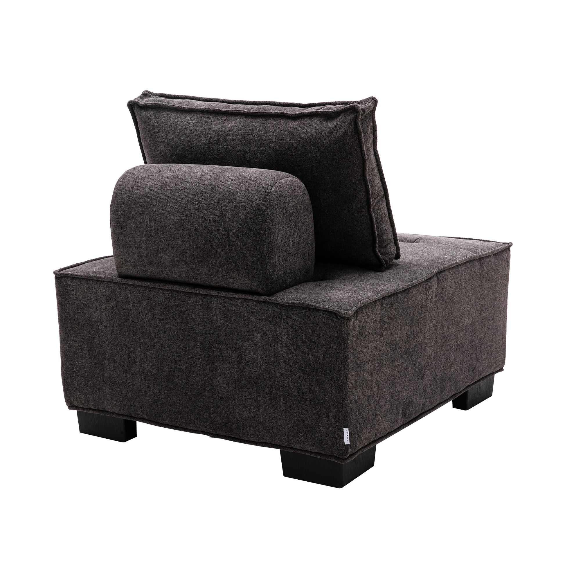 Coolmore Modern Upholstered Chair Leisure Sofa Lazy Sofa Plastic Legs And Pillow Removable Armless Accent Chair For Living Room,Bedroom,Office Grey Linen Grey Foam Linen