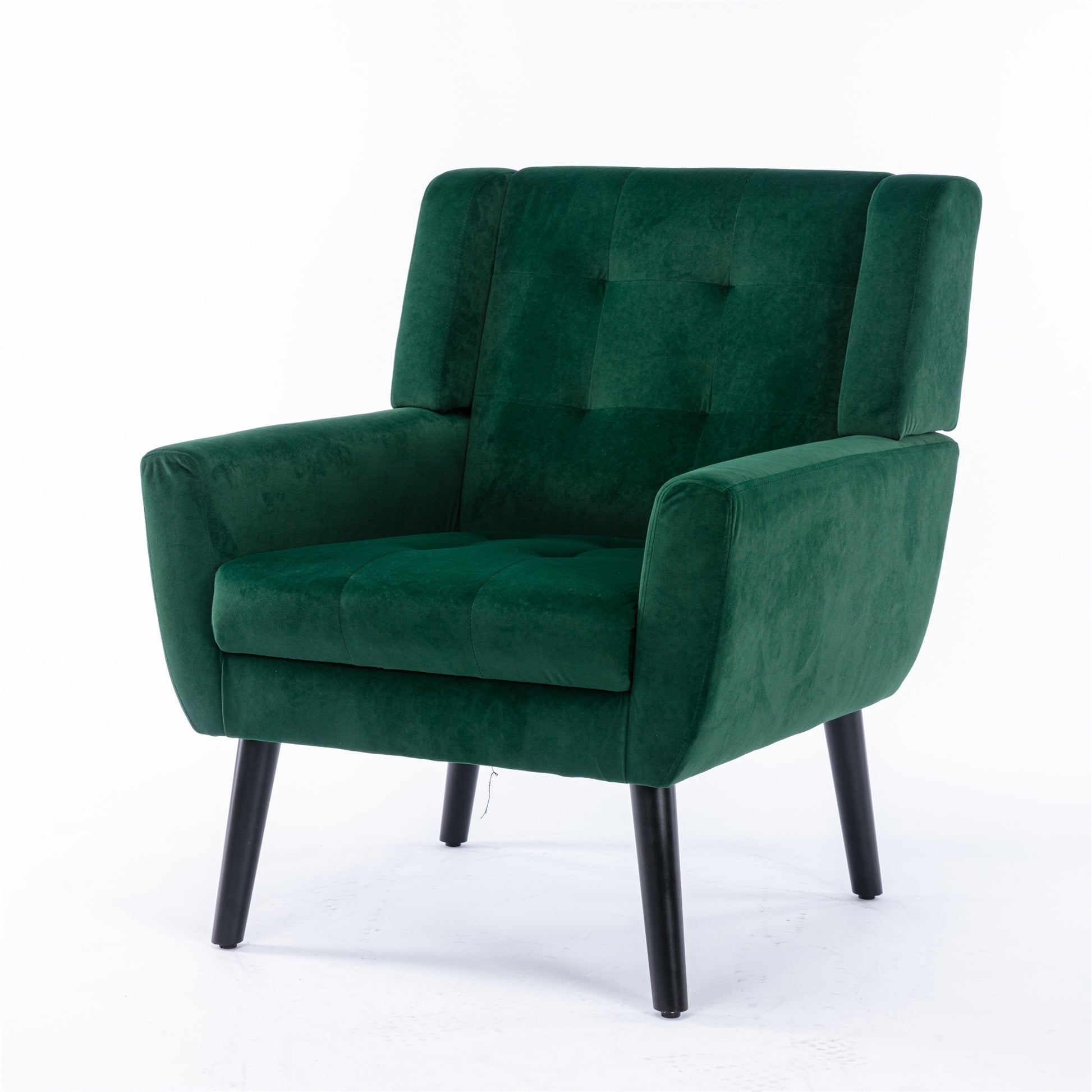 Modern Soft Velvet Material Ergonomics Accent Chair Living Room Chair Bedroom Chair Home Chair With Black Legs For Indoor Home Retro Green Foam Upholstered