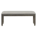 Wood Frame Dining Bench 1Pc Antique Gray Finish Frame With Neutral Tone Gray Fabric Seat Antique Gray Dining Room Wood