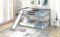 Full Over Full Bunk Bed With Convertible Slide And Ladder, Gray Gray Pine