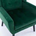 Modern Soft Velvet Material Ergonomics Accent Chair Living Room Chair Bedroom Chair Home Chair With Black Legs For Indoor Home Retro Green Foam Upholstered