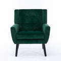 Modern Soft Velvet Material Ergonomics Accent Chair Living Room Chair Bedroom Chair Home Chair With Black Legs For Indoor Home Retro Green Foam Upholstered