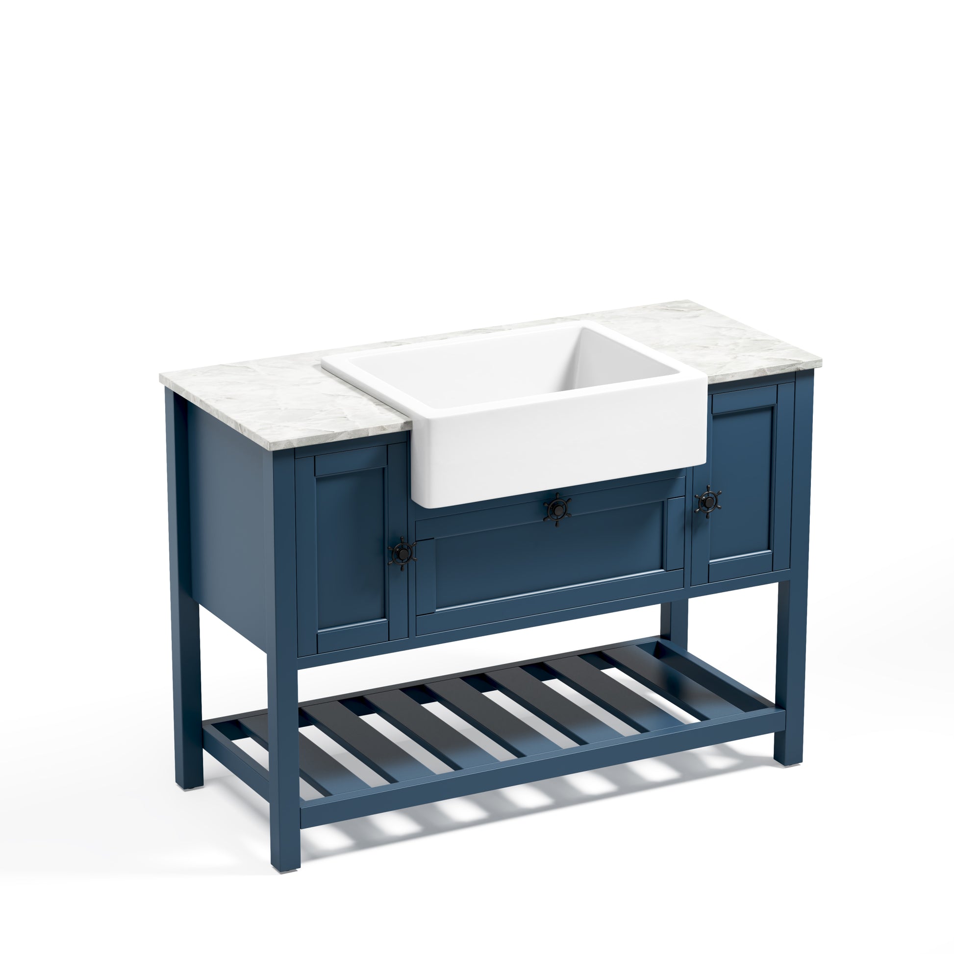 Solid Wood Bathroom Vanities Without Tops 48 In. W X 20 In. D X 33.60 In. Hbath Vanity In Blue Blue Solid Wood