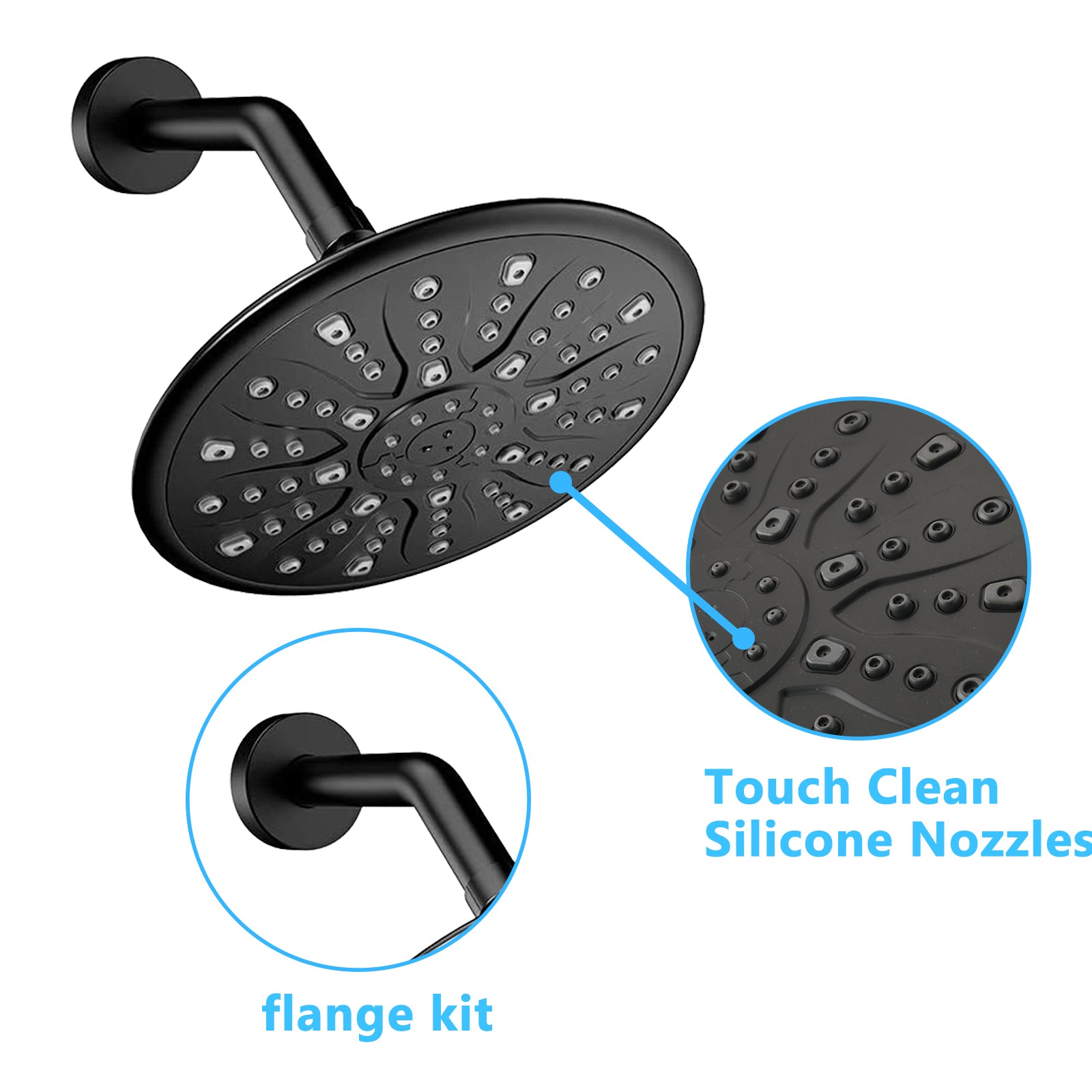 Single Handle Rain Showerhead With Handheld Shower Combo Set With Tub Spout Valve Included Matte Black Plastic