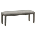 Wood Frame Dining Bench 1Pc Antique Gray Finish Frame With Neutral Tone Gray Fabric Seat Antique Gray Dining Room Wood