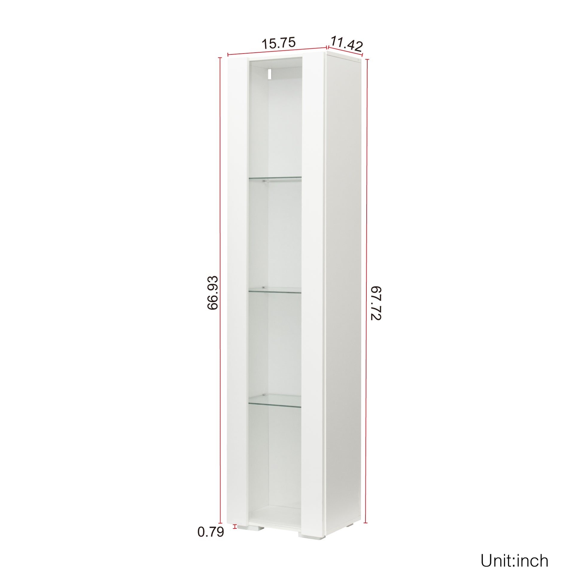 Side Cabinet With Aluminum Strip Lamp White Particle Board