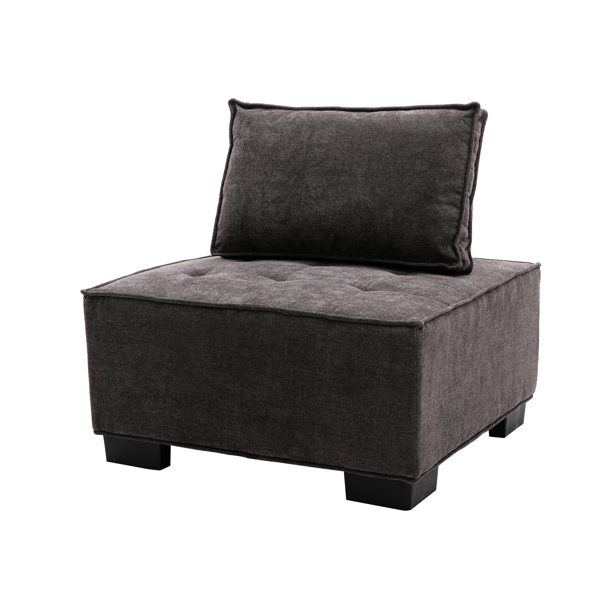 Coolmore Modern Upholstered Chair Leisure Sofa Lazy Sofa Plastic Legs And Pillow Removable Armless Accent Chair For Living Room,Bedroom,Office Grey Linen Grey Foam Linen