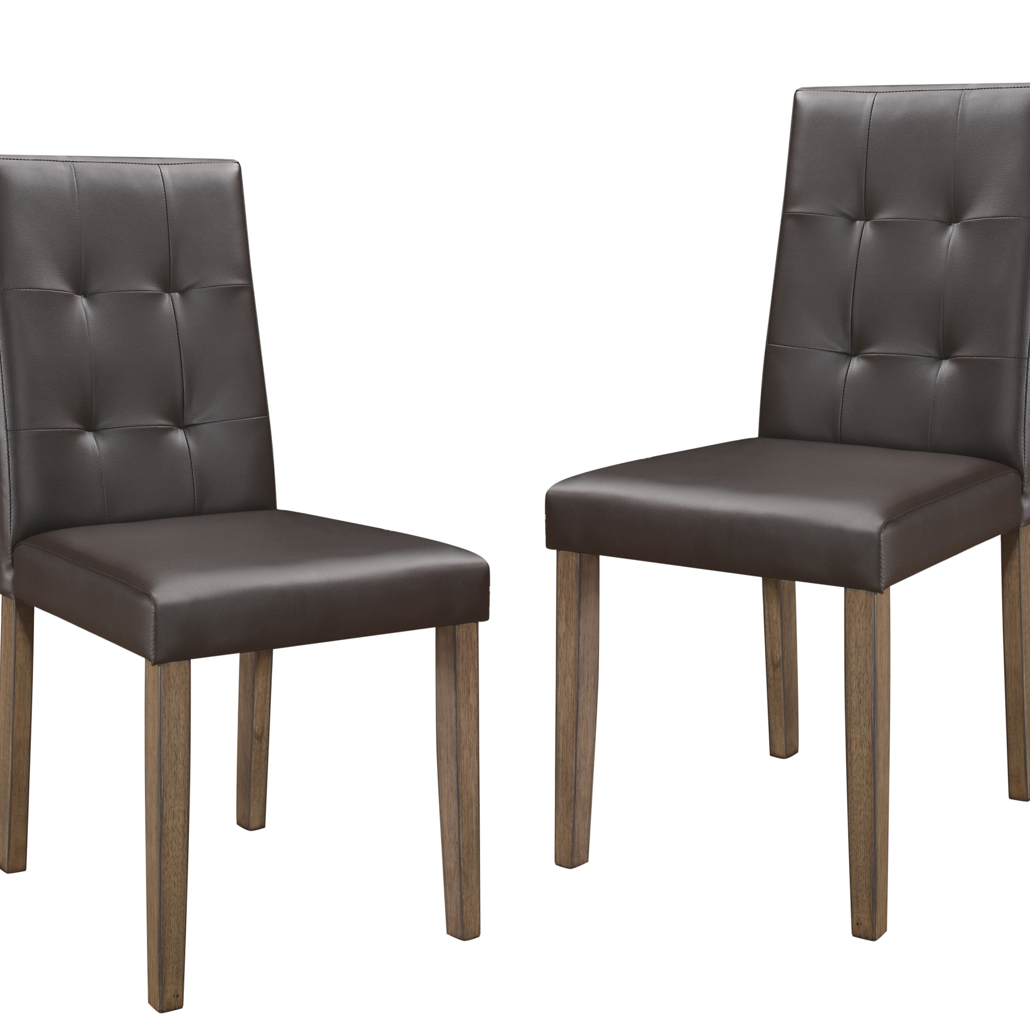 Side Chairs 2Pc Set Walnut Brown Finish Wood Frame Faux Leather Back And Seat Brown Dining Room Side Chair Wood