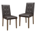 Side Chairs 2Pc Set Walnut Brown Finish Wood Frame Faux Leather Back And Seat Brown Dining Room Side Chair Wood