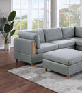 Living Room Furniture Corner Wedge Light Grey Dorris Fabric 1Pc Cushion Wedge Sofa Wooden Legs Light Grey Primary Living Space Contemporary,Transitional Fabric