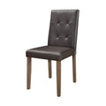 Side Chairs 2Pc Set Walnut Brown Finish Wood Frame Faux Leather Back And Seat Brown Dining Room Side Chair Wood