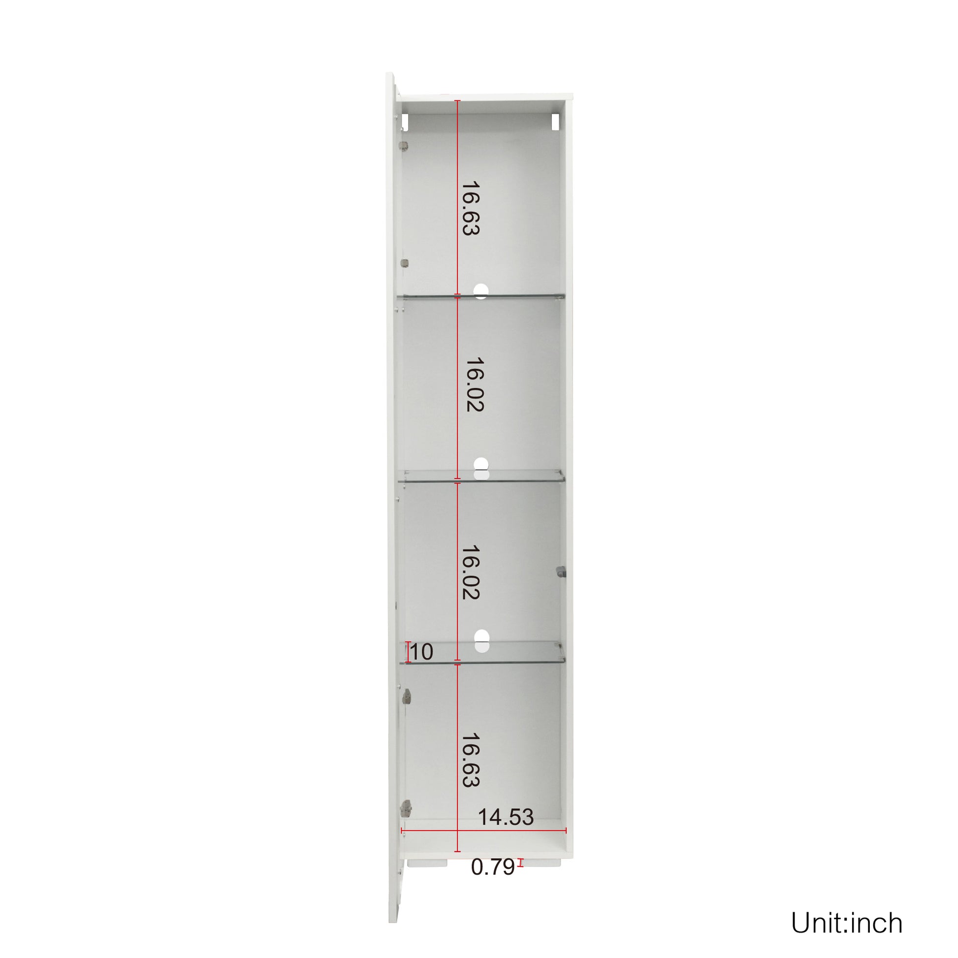 Side Cabinet With Aluminum Strip Lamp White Particle Board