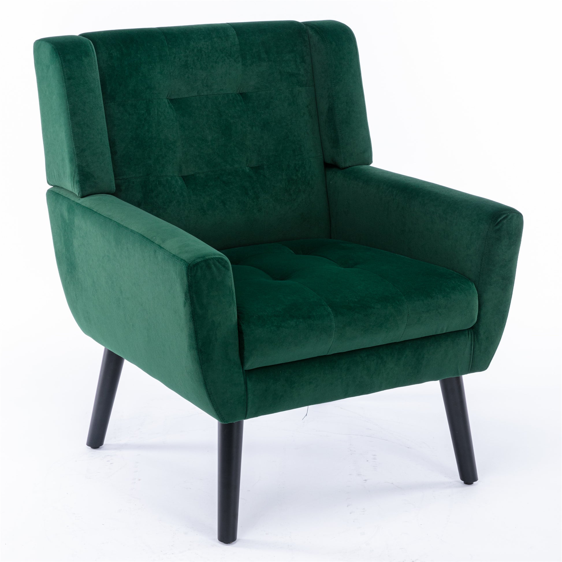 Modern Soft Velvet Material Ergonomics Accent Chair Living Room Chair Bedroom Chair Home Chair With Black Legs For Indoor Home Retro Green Foam Upholstered