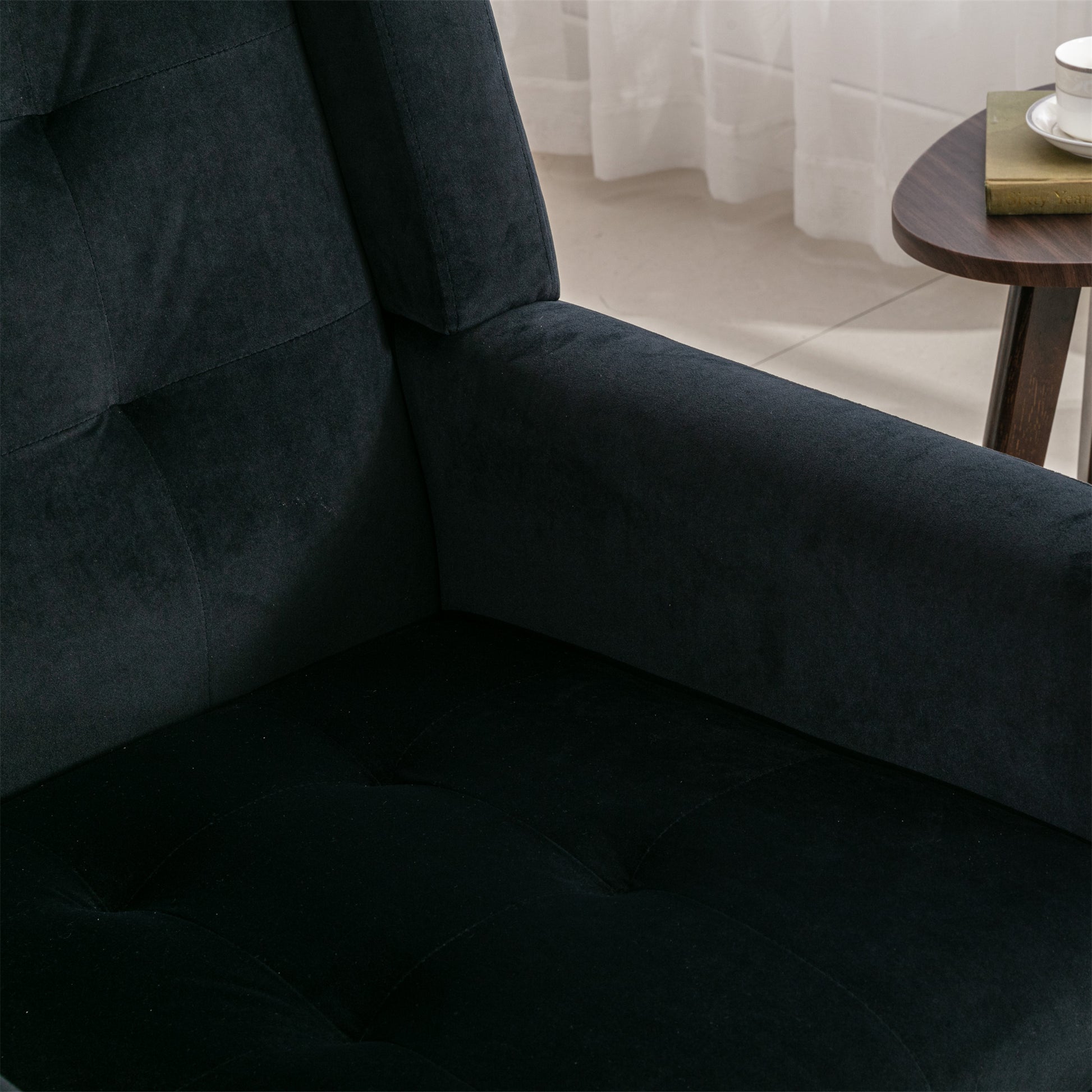 Modern Soft Velvet Material Ergonomics Accent Chair Living Room Chair Bedroom Chair Home Chair With Black Legs For Indoor Home Black Foam Upholstered