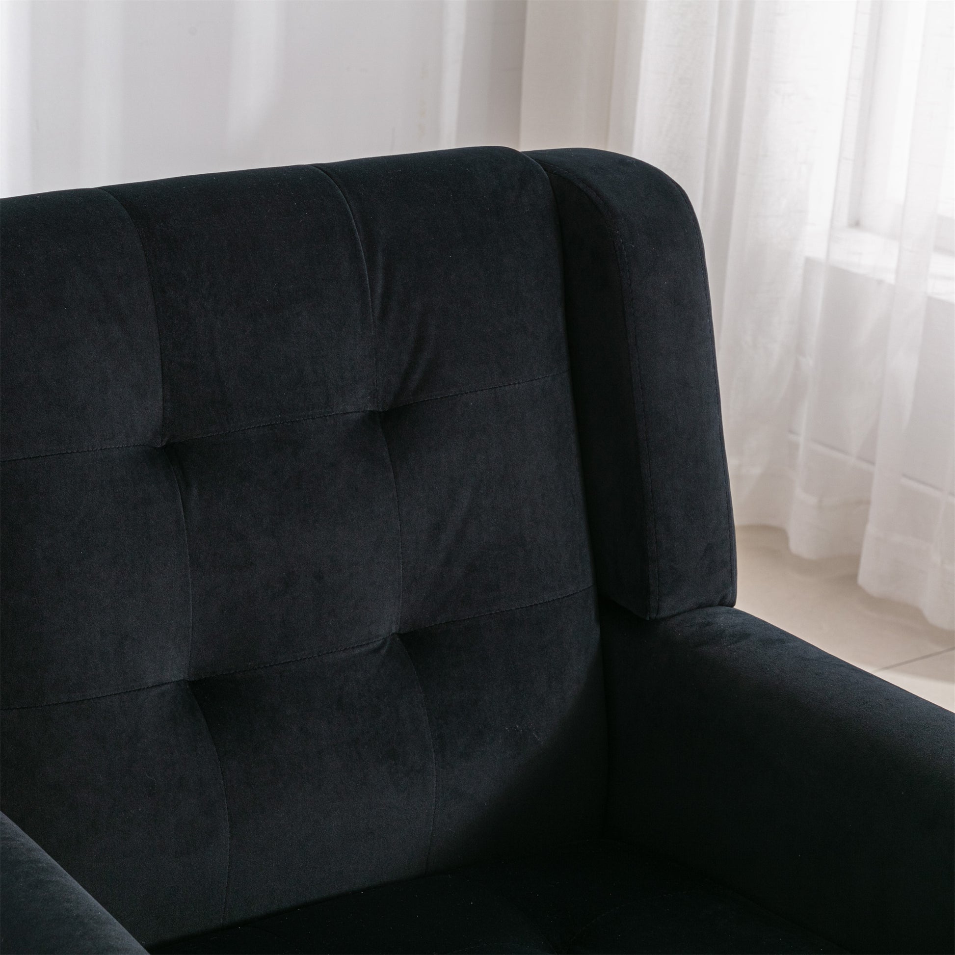 Modern Soft Velvet Material Ergonomics Accent Chair Living Room Chair Bedroom Chair Home Chair With Black Legs For Indoor Home Black Foam Upholstered