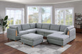 Living Room Furniture 8Pc Sectional Sofa Set Light Grey Dorris Fabric Couch 3X Wedges 3X Armless Chair And 2X Ottomans Light Grey Primary Living Space Cushion Back Contemporary,Modern Modular Fabric 8 Seat