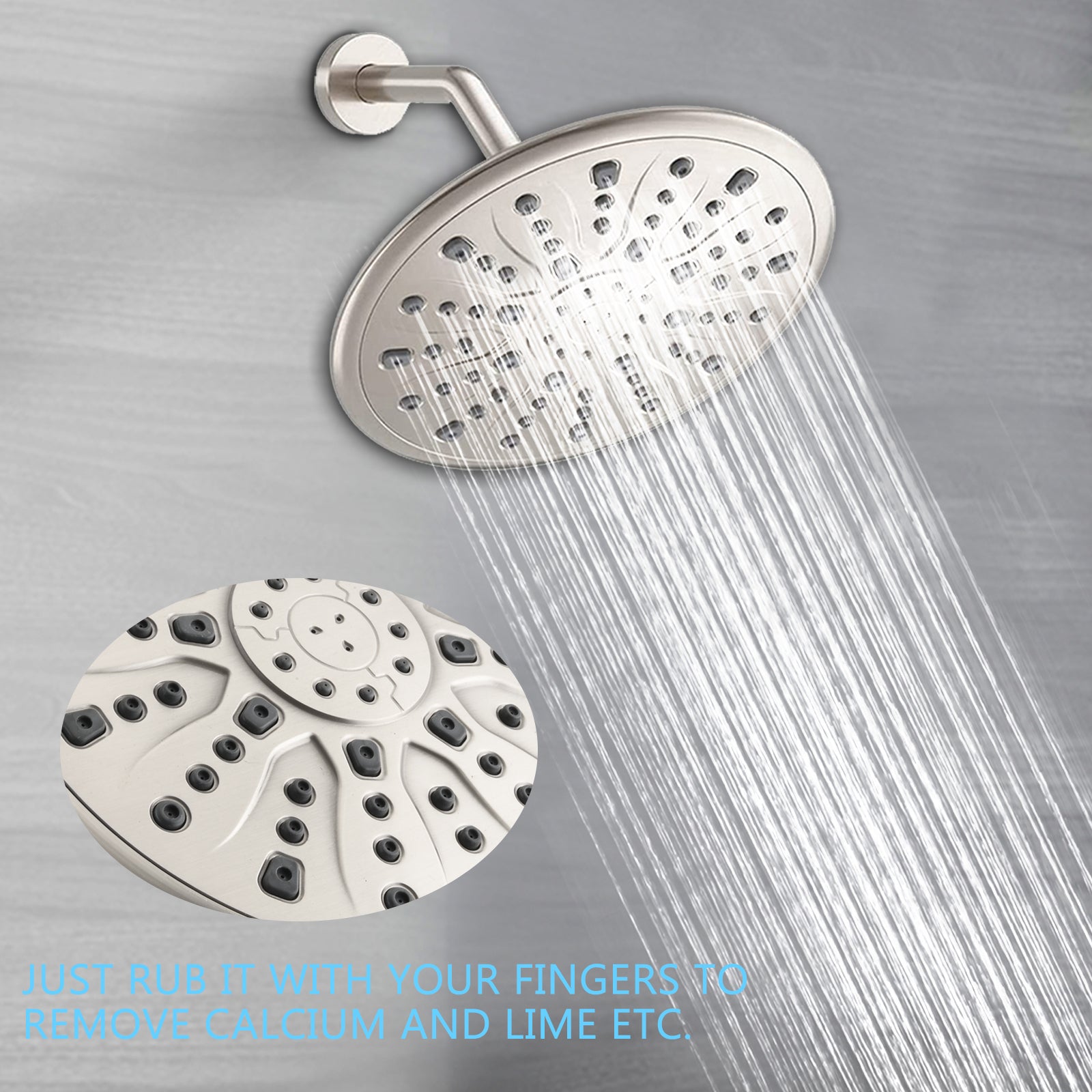 Single Handle Rain Showerhead With Handheld Shower Combo Set With Tub Spout Valve Included Brushed Nickel Plastic