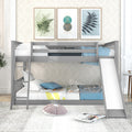 Full Over Full Bunk Bed With Convertible Slide And Ladder, Gray Gray Pine