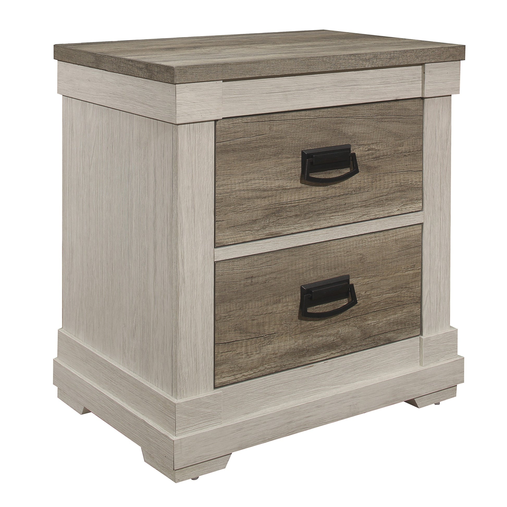 Beautiful Two Tone Finish Nightstand Transitional Bedroom Furniture Antique Black Tone Handles Multicolor 2 Drawers Bedroom Contemporary Wood