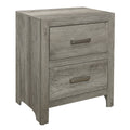 Transitional Aesthetic Bedroom Nightstand Faux Wood Veneer Weathered Gray Finish Nickel Hardware Bed Side Table Gray 2 Drawers Bedroom Transitional Wood