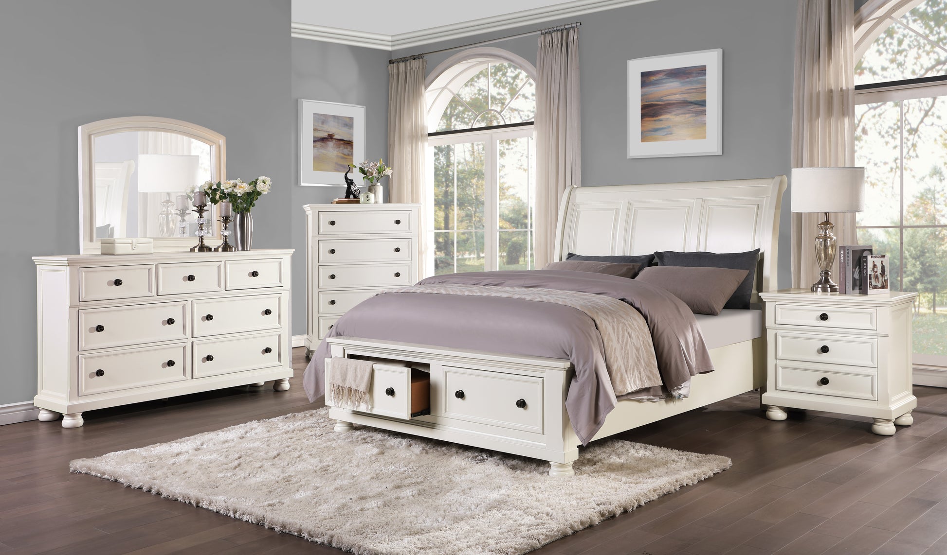 Transitional White Finish Dresser Of 7 Drawers Jewelry Tray Traditional Design Bedroom Wooden Furniture White Bedroom Traditional,Transitional Wood