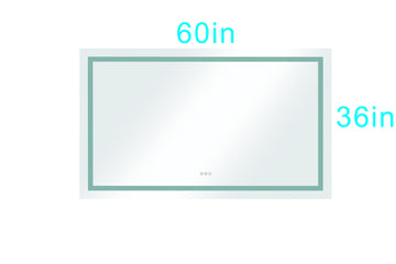 60 In. W X 36 In. H Frameless Led Single Bathroom Vanity Mirror In Polished Crystal Bathroom Vanity Led Mirror With 3 Color Lights Mirror For Bathroom Wall 60 Inch Smart Lighted Vanity Mirrors Dimm White Aluminium