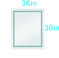 36*30In Led Mirror For Bathroom With Lights,Dimmable,Anti Fog,Lighted Bathroom Mirror With Smart Touch Button,Memory Function Horizontal Vertical White Aluminum