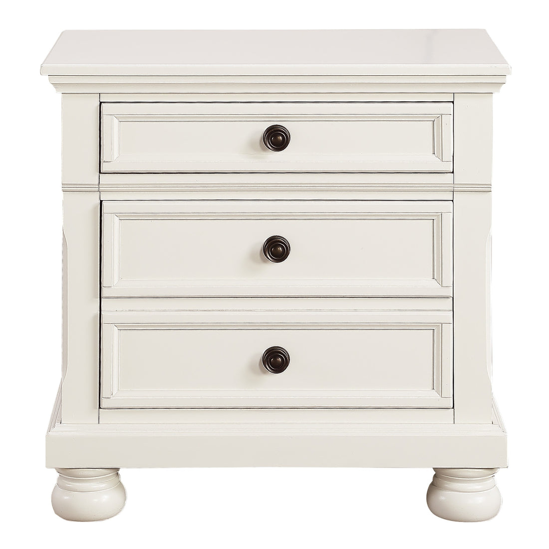 Bedroom Furniture White Finish Bun Feet Nightstand With Hidden Drawer Casual Transitional Bed Side Table White 2 Drawers Bedroom Traditional,Transitional Wood