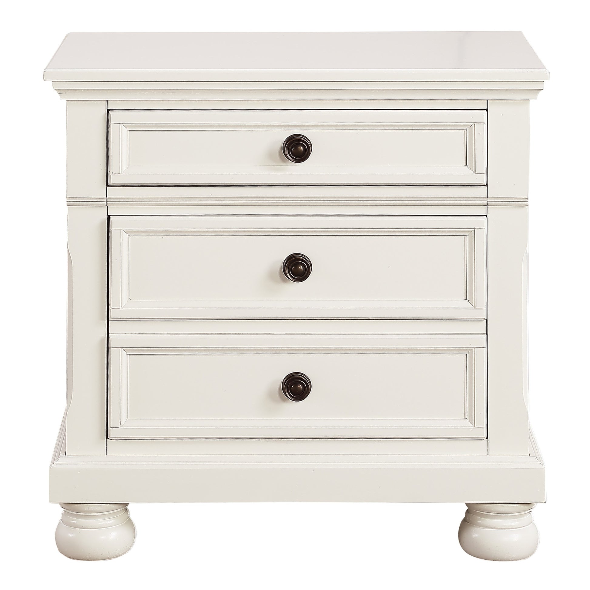 Bedroom Furniture White Finish Bun Feet Nightstand With Hidden Drawer Casual Transitional Bed Side Table White 2 Drawers Bedroom Traditional,Transitional Wood