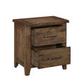 Classic Transitional Design Nightstand Burnished Finish Solid Rubberwood Bedroom Side Table Rustic Look Furniture Brown 2 Drawers Bedroom Classic,Transitional Wood