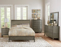 Transitional Style Gray Finish 1Pc Queen Size Sleigh Bed Button Tufted Faux Leather Upholstered Headboard Bedframe Queen Gray Bedroom Transitional Sleigh Wood