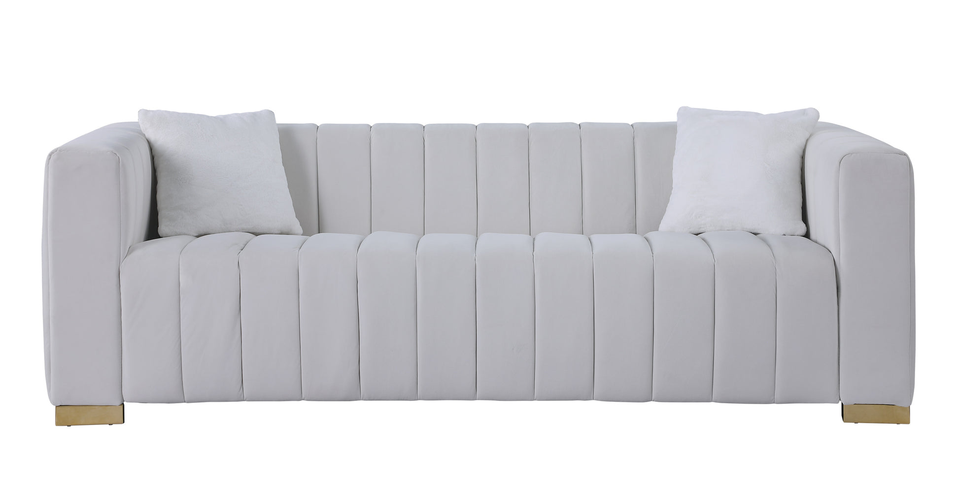 A Modern Channel Sofa Take On A Traditional Chesterfield,White Color,3 Seater White Velvet