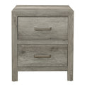 Transitional Aesthetic Bedroom Nightstand Faux Wood Veneer Weathered Gray Finish Nickel Hardware Bed Side Table Gray 2 Drawers Bedroom Transitional Wood