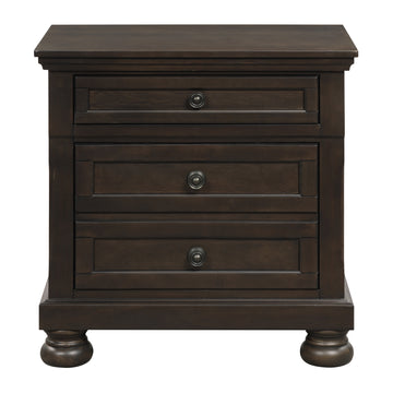 Transitional Design Nightstand Grayish Brown Finish Two Dovetail Drawers Bun Feet Wooden Furniture Brown Mix 2 Drawers Bedroom Traditional,Transitional Wood