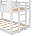 Twin Over Twin House Bunk Bed With Slide And Windows,White White Pine