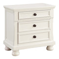 Bedroom Furniture White Finish Bun Feet Nightstand With Hidden Drawer Casual Transitional Bed Side Table White 2 Drawers Bedroom Traditional,Transitional Wood