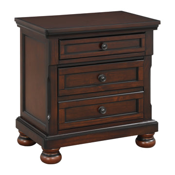 Classic Transitional Nightstand Brown Cherry Finish Birch Veneer Hidden Drawer Bun Feet Bedroom Furniture Brown Mix 2 Drawers Bedroom Traditional,Transitional Wood