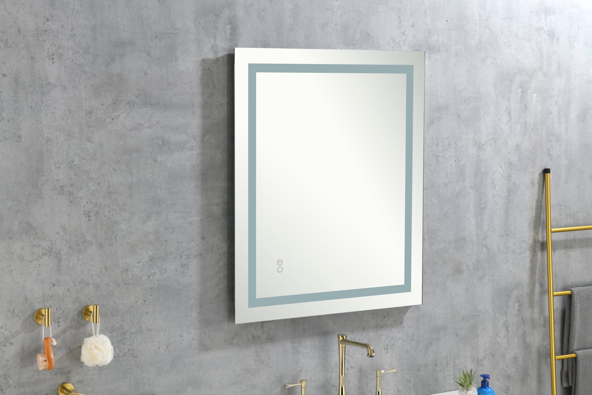 32*24 Led Lighted Bathroom Wall Mounted Mirror With High Lumen Anti Fog Separately Control Dimmer Function White Aluminium