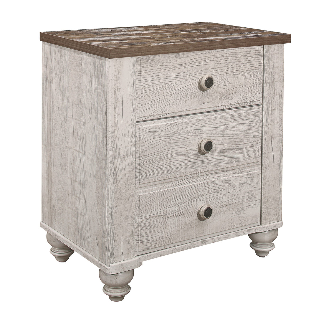 Transitional Rustic Style Nightstand Drawers Two Tone Finish Melamine Board Bedroom Furniture Multicolor 2 Drawers Bedroom Rustic,Transitional Wood