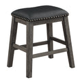 Gray Finish Set Of 2 Counter Height Barstool Black Faux Leather Seat Trim Casual Dining Furniture Gray Dining Room Wood