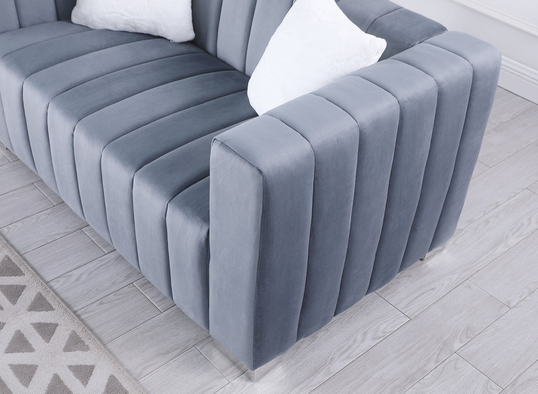 A Modern Channel Sofa Take On A Traditional Chesterfield,Grey Color,Seater Grey Velvet